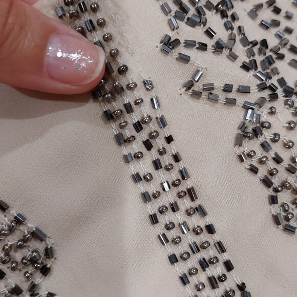 Haule  Hippie blouse/top silk beaded cream and silver sz med silk - Picture 14 of 15